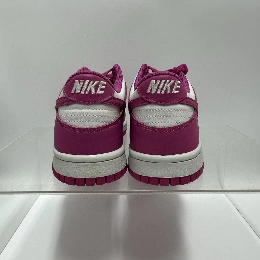 Brand New Nike Dunk Low BG FJ0704-100 White Fuchsia Size 5.5Y / Women's Size 7